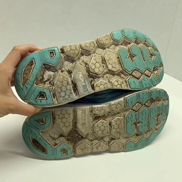 Hoka One One Clifton 3 Sneakers Shoes Lace Up Sneaker Blue Pink Womens Size 10.5 - Picture 7 of 10